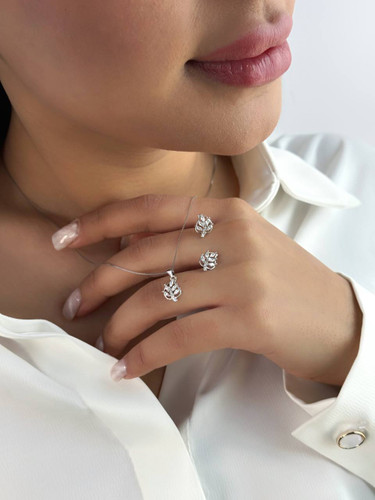 نیم ست مینیمال طرح برگ بدون زنجیر