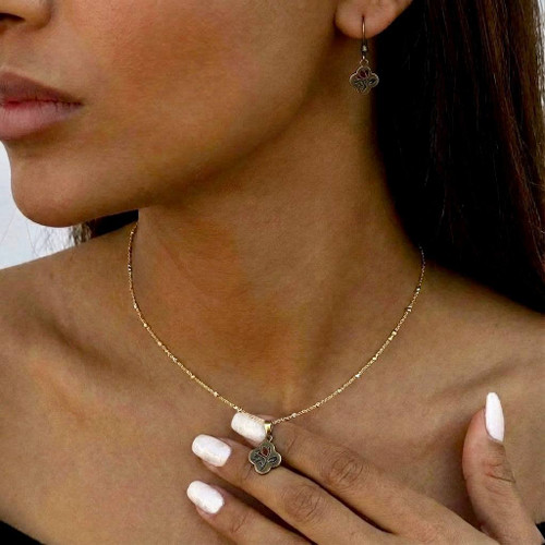 نیم ست گلدون بدون احتساب وزن مینا و بدون زنجیر